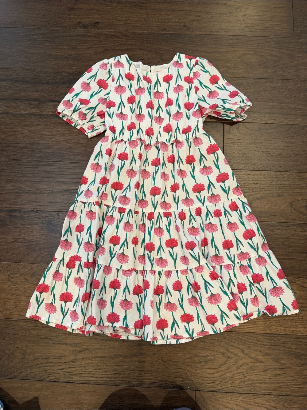 Crewcuts Girls' Pink Floral Tiered Dress Size 7 - C12-039